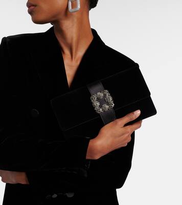 Clutch Capri de terciopelo adornado | Manolo Blahnik