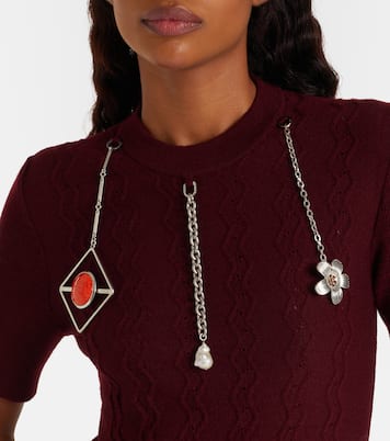 Embellished knitted virgin wool T-shirt | Prada