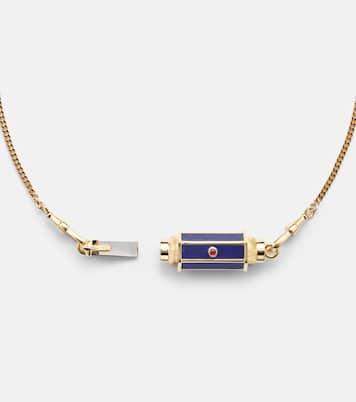 Halskette Baby Locket aus 18kt Gelbgold mit Rubinen und Lapislazuli | Marie Lichtenberg