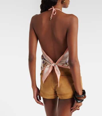 Floral halterneck open-back silk top | Etro