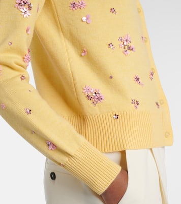 Cardigan Crystal Cluster in lana vergine | Oscar de la Renta