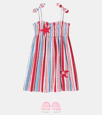 Striped shirred cotton dress | Dolce&Gabbana Kids