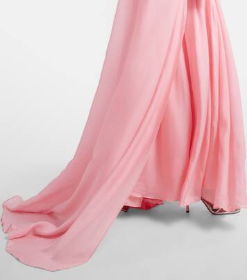 Petal Pink draped caped gown | Là Fuori