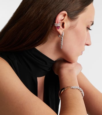 Einzelner Ohrring aus 18kt Weißgold (750/1000) mit Diamanten und Rubin | Yeprem