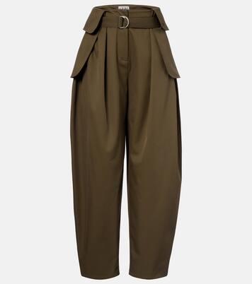 Double L cotton and silk barrel-leg pants | Loewe