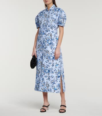 Robe midi Frederick en coton à fleurs | Erdem