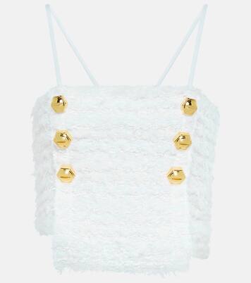 Verziertes Cropped-Top aus Tweed | Balmain