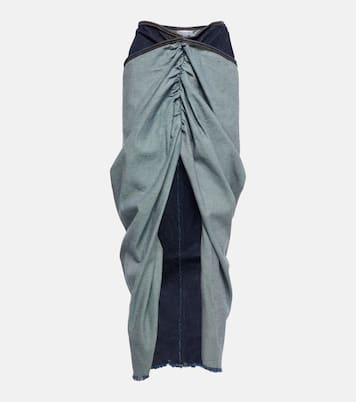 Falda larga en denim drapeada | Alaïa