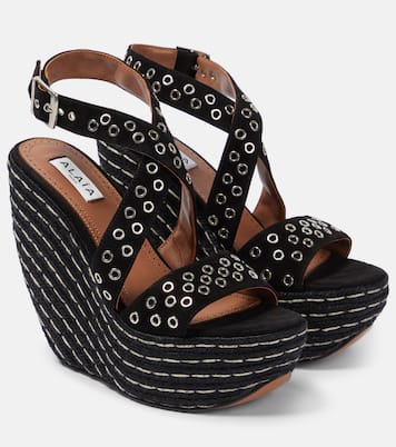 Embellished suede wedge sandals | Alaïa