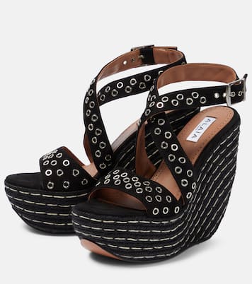 Embellished suede wedge sandals | Alaïa