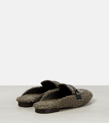 Embellished shearling slippers | Brunello Cucinelli