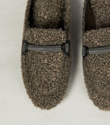 Embellished shearling slippers | Brunello Cucinelli