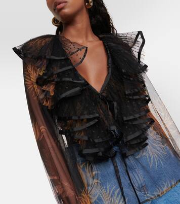 Ruffle-trimmed printed blouse | Etro