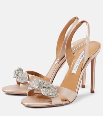 Sandali Very Bow Tie in raso con cristalli | Aquazzura