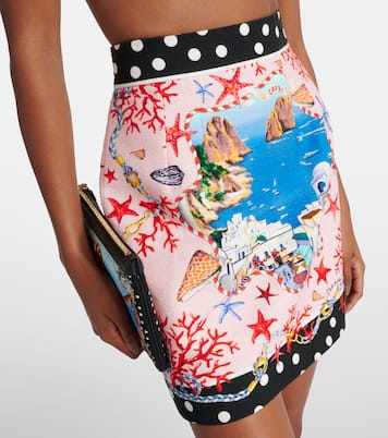 Mini-jupe Capri imprimée en coton | Dolce&Gabbana