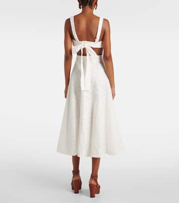 Gonna midi Crush Embroidered in lino | Zimmermann