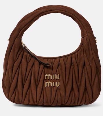 Wander Small matelassé suede tote bag | Miu Miu