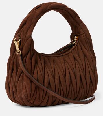 Wander Small matelassé suede tote bag | Miu Miu