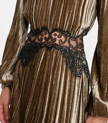 Robe longue Senna en velours et dentelle | Costarellos