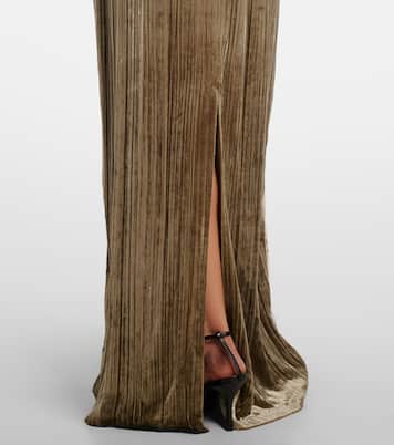 Robe longue Senna en velours et dentelle | Costarellos