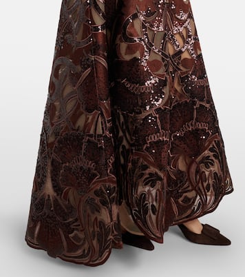 Floral sequined strapless gown | Elie Saab