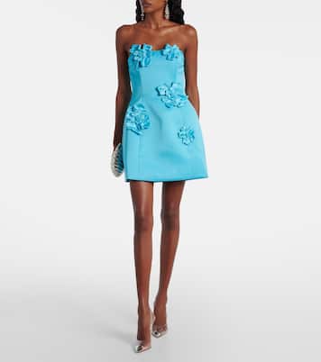 Rosario floral-appliqué bustier dress | Leo Lin