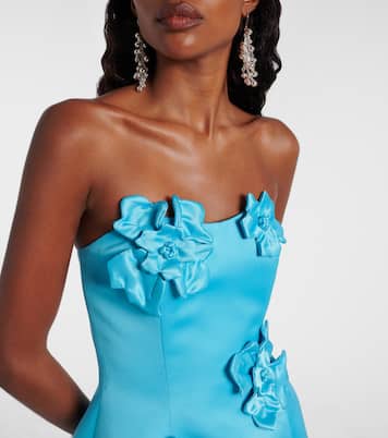 Rosario floral-appliqué bustier dress | Leo Lin