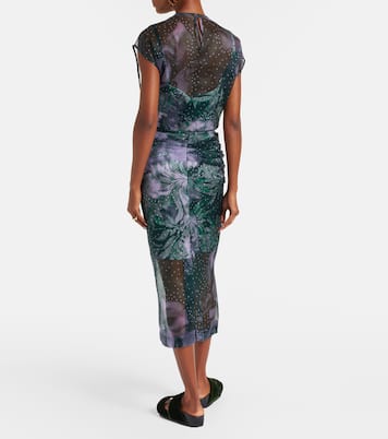 Jupe midi imprimée en soie mélangée | Dries Van Noten
