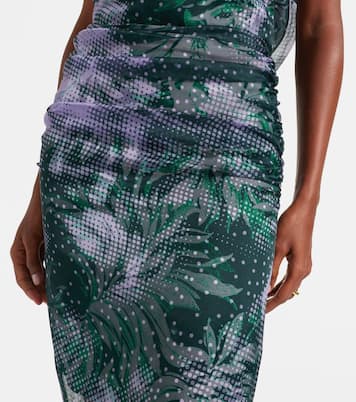 Jupe midi imprimée en soie mélangée | Dries Van Noten