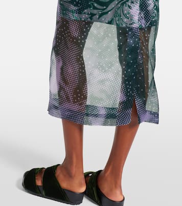 Jupe midi imprimée en soie mélangée | Dries Van Noten