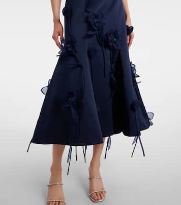 Floral-appliqué satin midi dress | Rotate