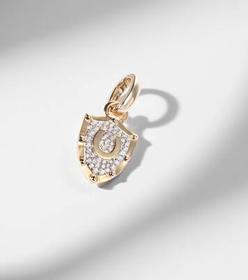 Protection Miniature Crest 18kt gold pendant with diamonds | FoundRae