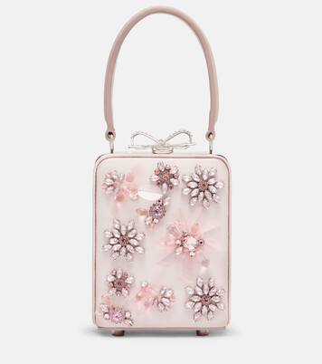 Micro crystal-embellished floral box bag | Self-Portrait