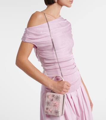 Micro crystal-embellished floral box bag | Self-Portrait