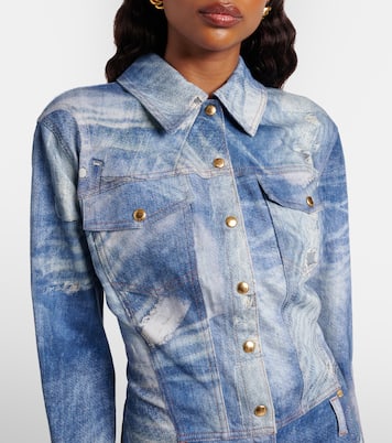 Printed trompe l’œil denim jumpsuit | Roberto Cavalli