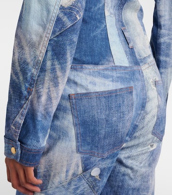Printed trompe l’œil denim jumpsuit | Roberto Cavalli