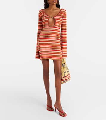 Rey cutout ribbed-knit striped minidress | Bananhot