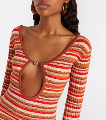 Rey cutout ribbed-knit striped minidress | Bananhot