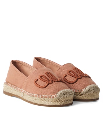 Logo leather-trimmed espadrilles | Chloé Kids