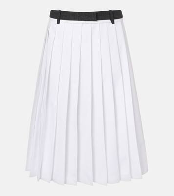 Pleated cotton midi skirt | Prada