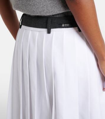 Pleated cotton midi skirt | Prada