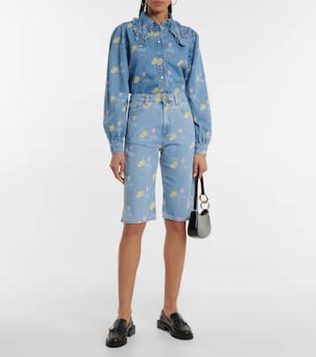 Bermuda di jeans con stampa floreale | Ganni