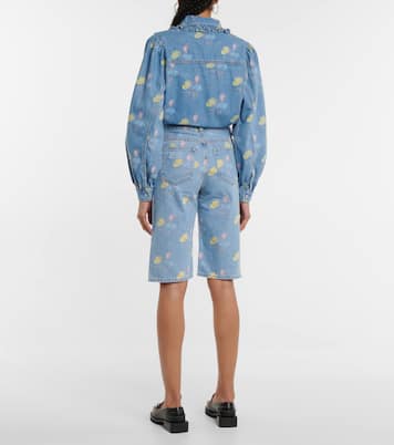 Bermuda di jeans con stampa floreale | Ganni