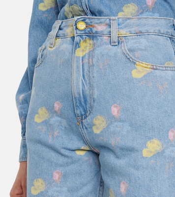 Bermuda di jeans con stampa floreale | Ganni
