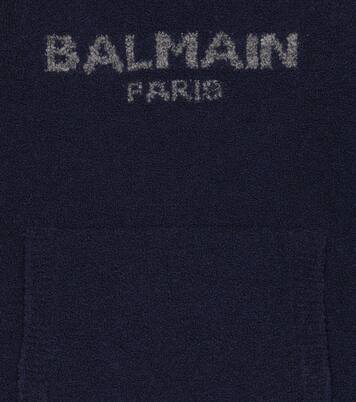 Logo wool-blend teddy hoodie | Balmain Kids