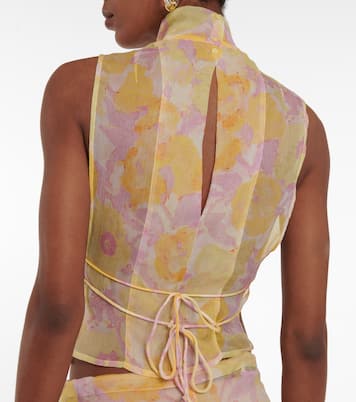 Printed mockneck silk top | Dries Van Noten