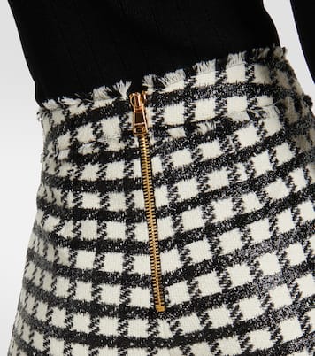 High-rise checked wool-blend shorts | Balmain