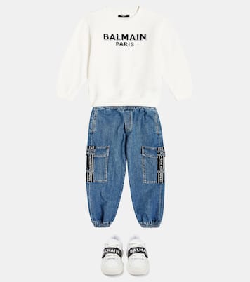 Felpa in jersey di cotone con logo | Balmain Kids