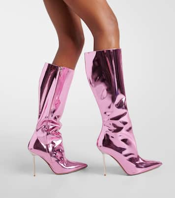 Lidia mirrored leather knee-high boots | Paris Texas