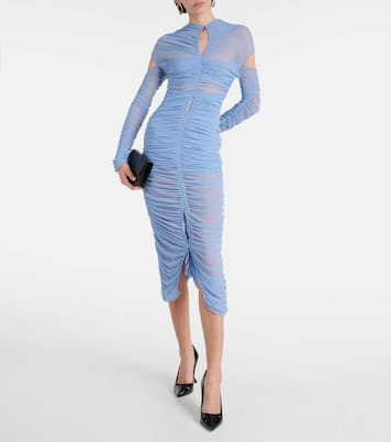 Abito midi drappeggiato in mesh | Mugler